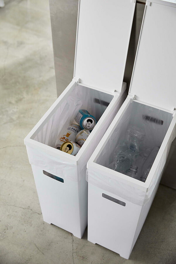 山崎実業 スリム蓋付きゴミ箱 タワー 2個組 ホワイト 4903208052054 【品番：05205】●