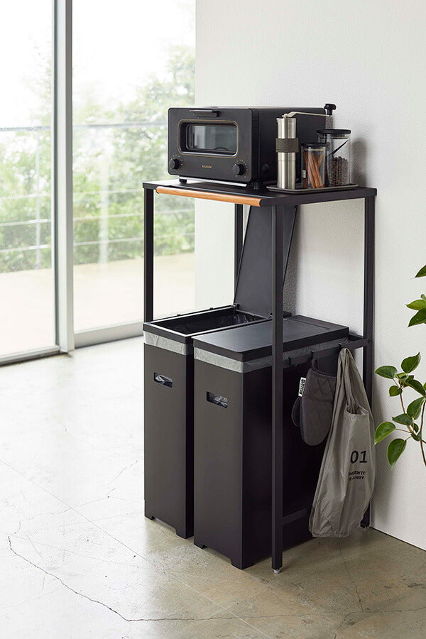 山崎実業 スリム蓋付きゴミ箱 タワー 2個組 ブラック 4903208052061 【品番：05206】●