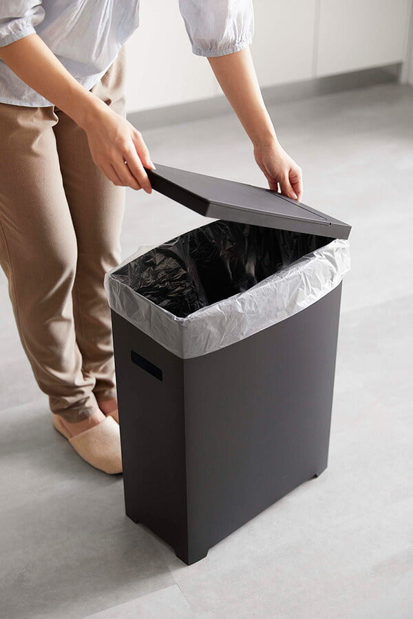 山崎実業 スリム蓋付きゴミ箱 タワー 2個組 ブラック 4903208052061 【品番：05206】●