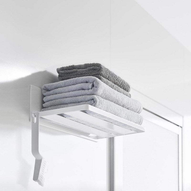 山崎実業　マグネットバスルーム バスタオル棚 ミスト ホワイト 4903208036719　【品番：03671】