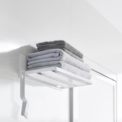 山崎実業　マグネットバスルーム バスタオル棚 ミスト ホワイト 4903208036719　【品番：03671】