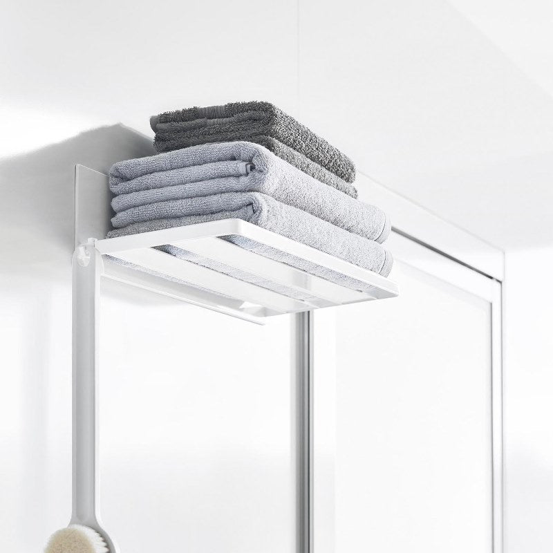 山崎実業　マグネットバスルーム バスタオル棚 ミスト ホワイト 4903208036719　【品番：03671】