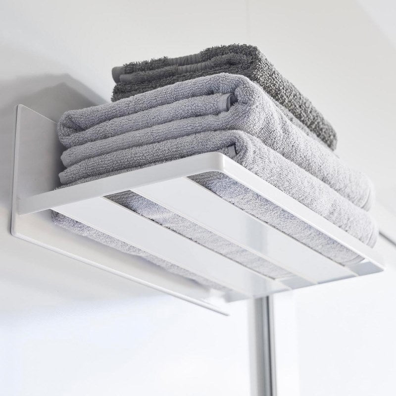 山崎実業　マグネットバスルーム バスタオル棚 ミスト ホワイト 4903208036719　【品番：03671】